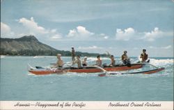 Outrigger Canoe Ride with Diamond Head, Hawaii Postcard