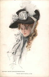 Those Bewitching Eyes, Woman in Large Hat Postcard