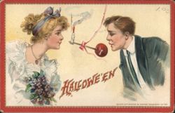 Halloween Apple Bobbing Game Postcard