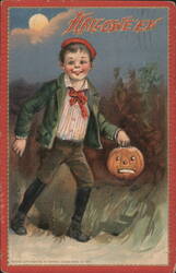 Halloween Boy with JOL Postcard
