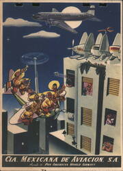 Flying Mariachis, Cia. Mexicana de Aviacion Advertisement Postcard