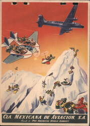 Mexicana de Aviacion Fantasy Flight over Snowy Mountains Postcard