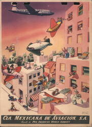Mexicana de Aviación Futuristic Air Delivery Cartoon Postcard