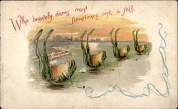 Who bravely dares must sometimes risk a fall Postcard