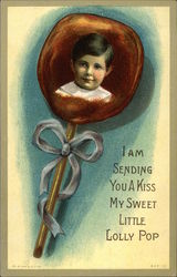 I am Sending you a Kiss my Sweet Little Lolly Pop Postcard