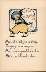 Boy Carrying Bag of Good Wishes Postcard